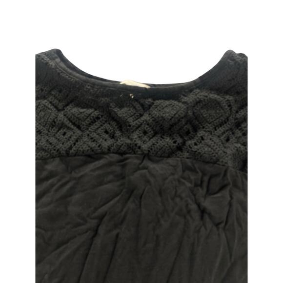 Terra & Sky Black Lace Crochet Yoke Short Sleeve Top Blouse Women's Size 2X - Picture 3 of 7